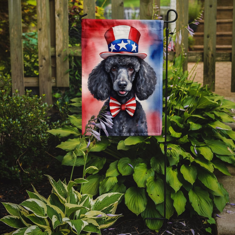 Black Poodle Patriotic Garden Flag 11.25 in x 15.5 in