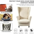 thumbnail image 6 of TOPCHANCES Jacquard Wingback Chair Slipcovers, 2-Piece Stretch Spandex Wing Chair Covers, Waterproof Wingback Armchair Sofa Slipcover for Living Room Bedroom ( Beige ), 6 of 8