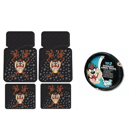 Taz Tasmanian Devil 2 Front Vinyl Floor Mats And 2 Rear Vinyl