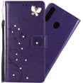thumbnail image 1 of LEMAXELERS Samsung Galaxy A20 Wallet Case PU Leather Magnetic Bling Diamonds Embossed Butterfly Case with Card Slots, 1 of 5