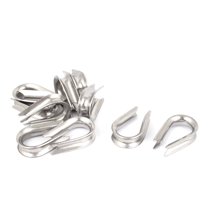 304 Stainless Steel 5mm 3/16" Wire Rope Cable Thimbles Silver Tone 10pcs