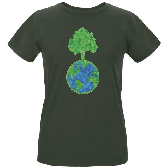 Earth Day - World Tree Women's Organic City Green T-Shirt - Large