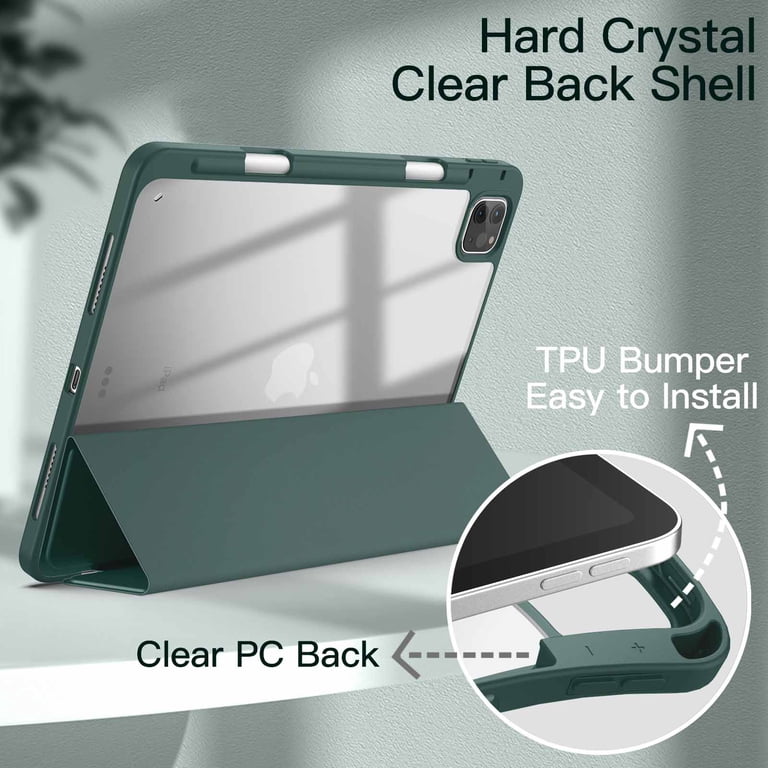 JETech Clear Case For IPad Pro 13" M5/M4 (2025/2024) - With Pencil Holder, Auto Wake/Sleep, Stand Cover (Silver)