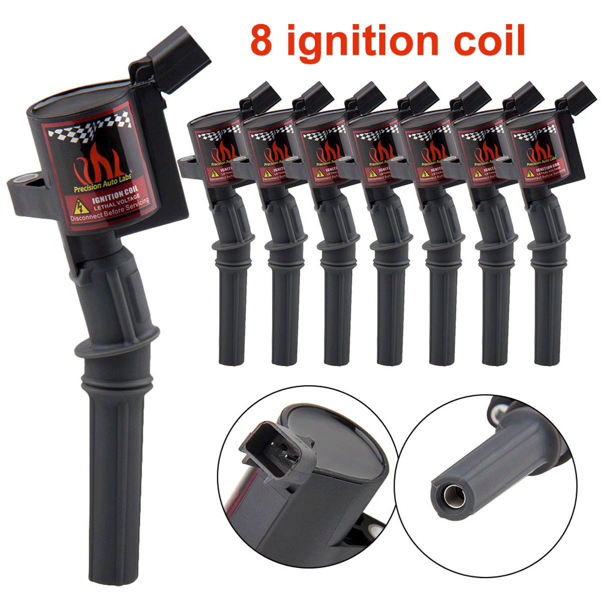 Ignition Coil Pack Set of 8 DG508 fit for Ford 4.6L 5.4L V8 DG457 DG472 DG491 CROWN VICTORIA EXPEDITION F-150 F-250 F-350 F-450 MUSTANG THUNDERBIRD LINCOLN MERCURY EXPLORER 3W7Z-12029-AA