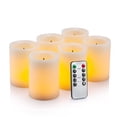 thumbnail image 1 of Flameless Flickering LED Candles 3" X 4" with 10-Key Remote Control Timer Classic Pillar Optical Fiber Wick Real Wax Battery Operated Candl, 1 of 6