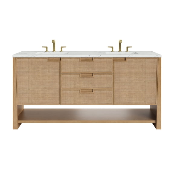 James Martin Vanities D225-V72-SSO-3ENC Solene 72" Free Standing Double Basin Poplar Wood
