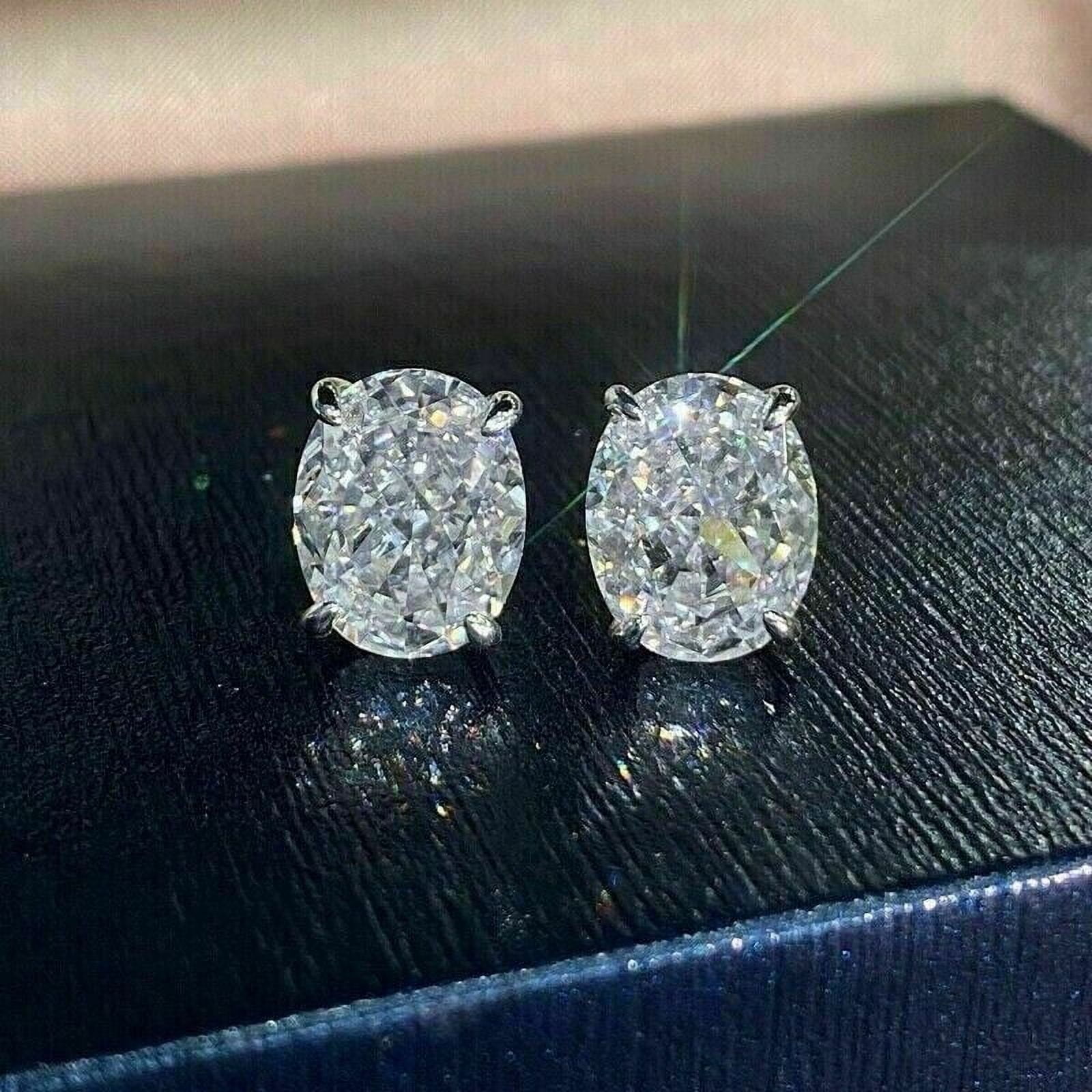 2 Ct Oval Cut Lab Created Diamond Solitaire Stud Earrings 14K White Gold Plated