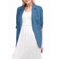 thumbnail image 2 of Women'S Lightweights Lapel Three-Quarter Sleeve Elastic Pleated Fully Lined Casual Work Jacket with Pockets Blue S, 2 of 9