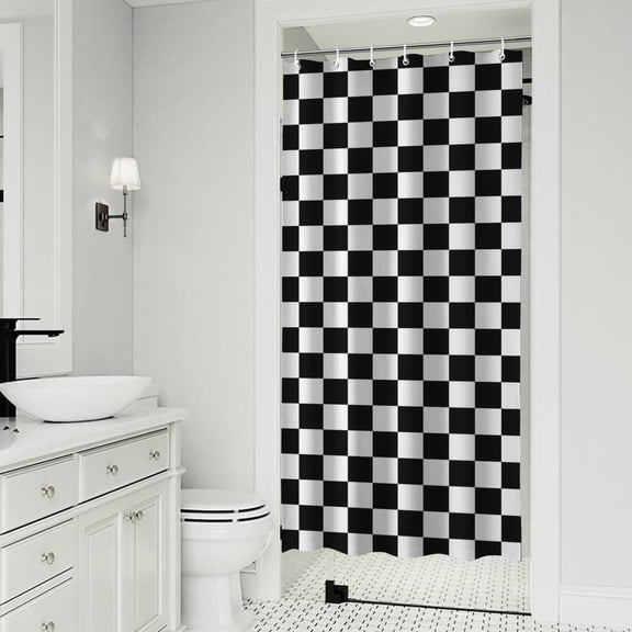 Black and White Checkered Pattern Shower Curtain 36"x72" ,Bathroom Decorative Shower Curtains Set with 12 Hooks,Modern Waterproof Washable Shower Curtain