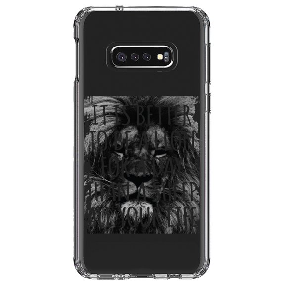 DistinctInk Clear Shockproof Hybrid Case for Samsung Galaxy S10e (5.8" Screen) - TPU Bumper Acrylic Back Tempered Glass Screen Protector - Better to Be A Lion For a Day Than A Sheep
