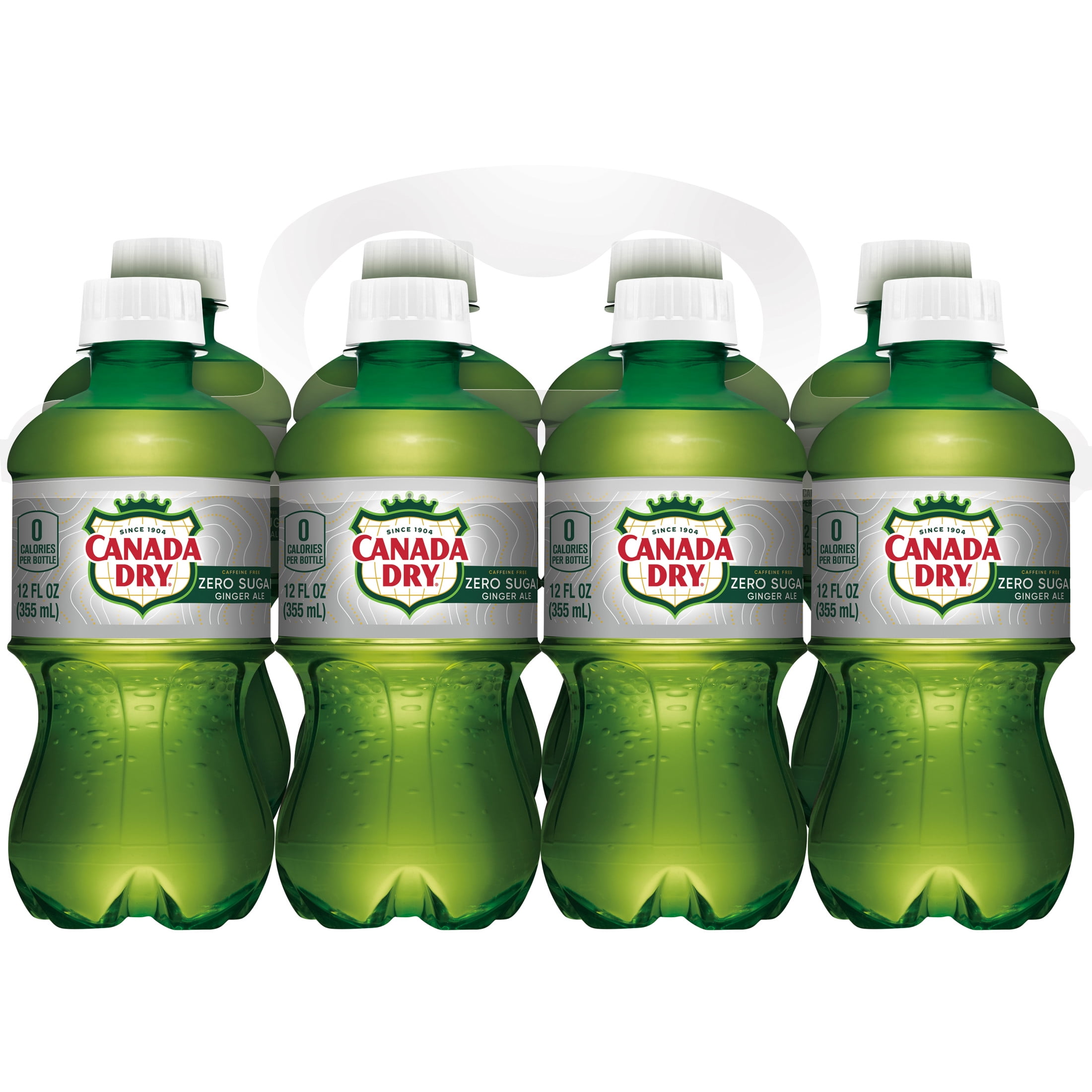 (3 pack) Canada Dry Caffeine Free Zero Sugar Ginger Ale Soda Pop, 12 fl oz, 8 Pack Bottles