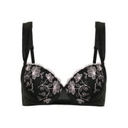 Adored by Adore Me Floral Embroidery and Mesh Sadie Push Up Bra, Sizes 34B-40DD