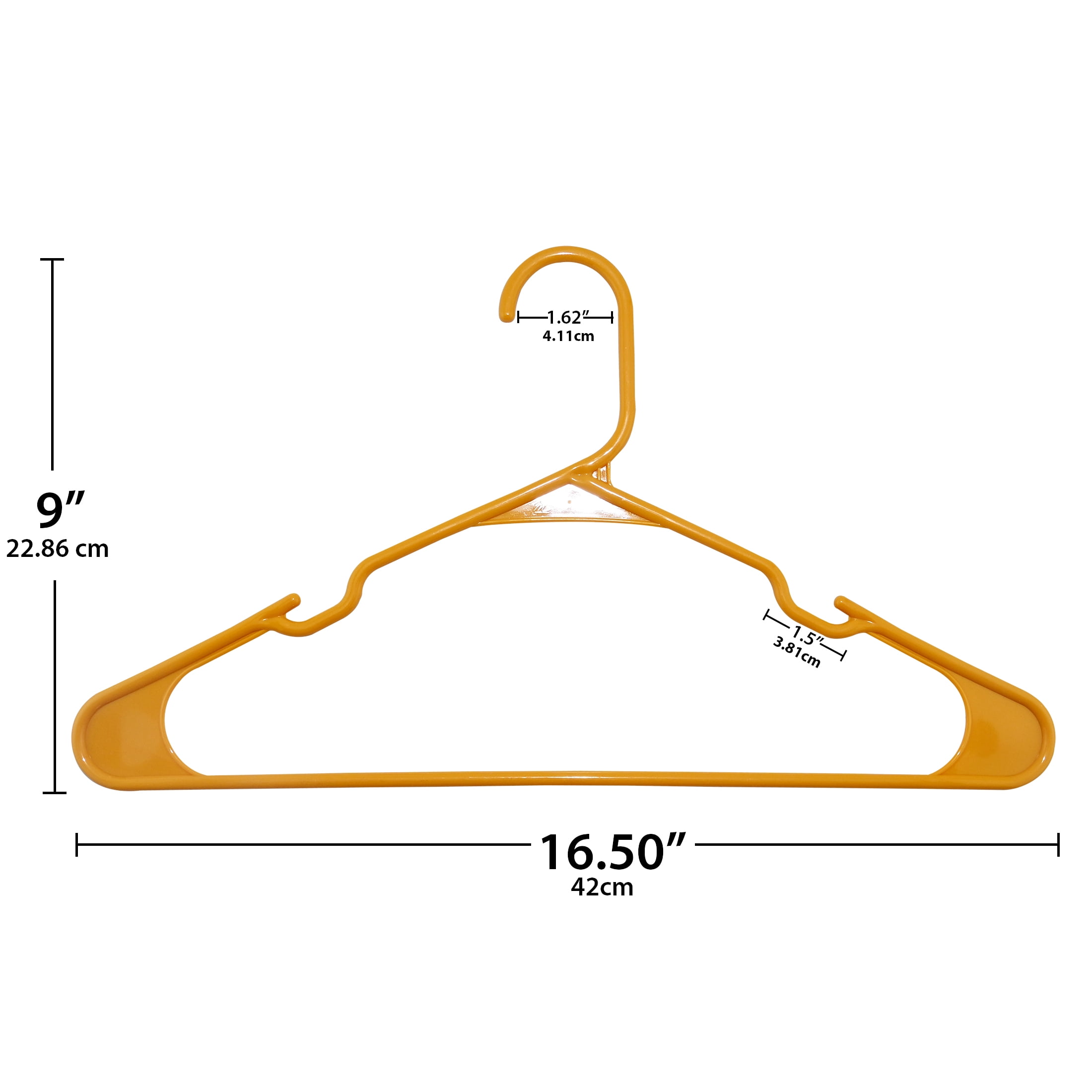 Mainstays Plastic Notched Adult Hangers for Any Clothing Type, Mustard Dijon 100 Count