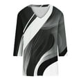 thumbnail image 6 of DeHolifer Women's T-Shirts V-Neck 3/4 Sleeve Strip Printed Dressy Tunic Tops Casual Loose T-Shirts Black 2XL, 6 of 7