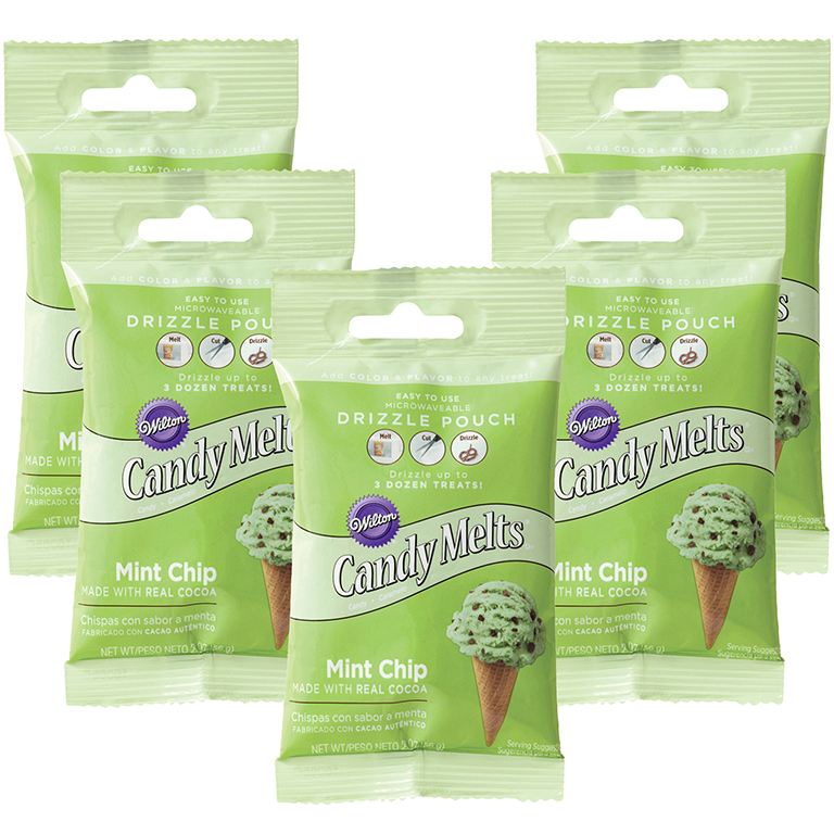 (5 Pack) Wilton Mint Chocolate Candy Drizzles Pouch, 2 oz