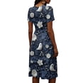 thumbnail image 5 of Womens Halloween Dress Bat V Neck Pumpkin Cute Wrap Dresses Ghost Short Sleeve Vintage Wedding Guest Dress L, 5 of 5