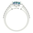 thumbnail image 4 of 1.86 ct Round Cut Blue Moissanite with Simulated Diamond Halo Accents 18K White Gold Womens Engagement Ring, 4 of 6