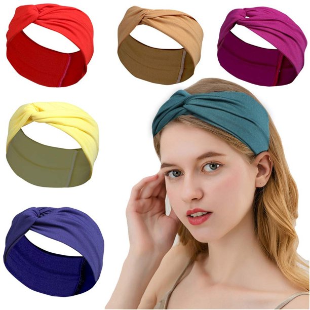 Diadema que absorbe el sudor, 6 uds., nueva diadema cruzada de color sólido, diademas para mujer, accesorios deportivos antitranspirantes para el cabello