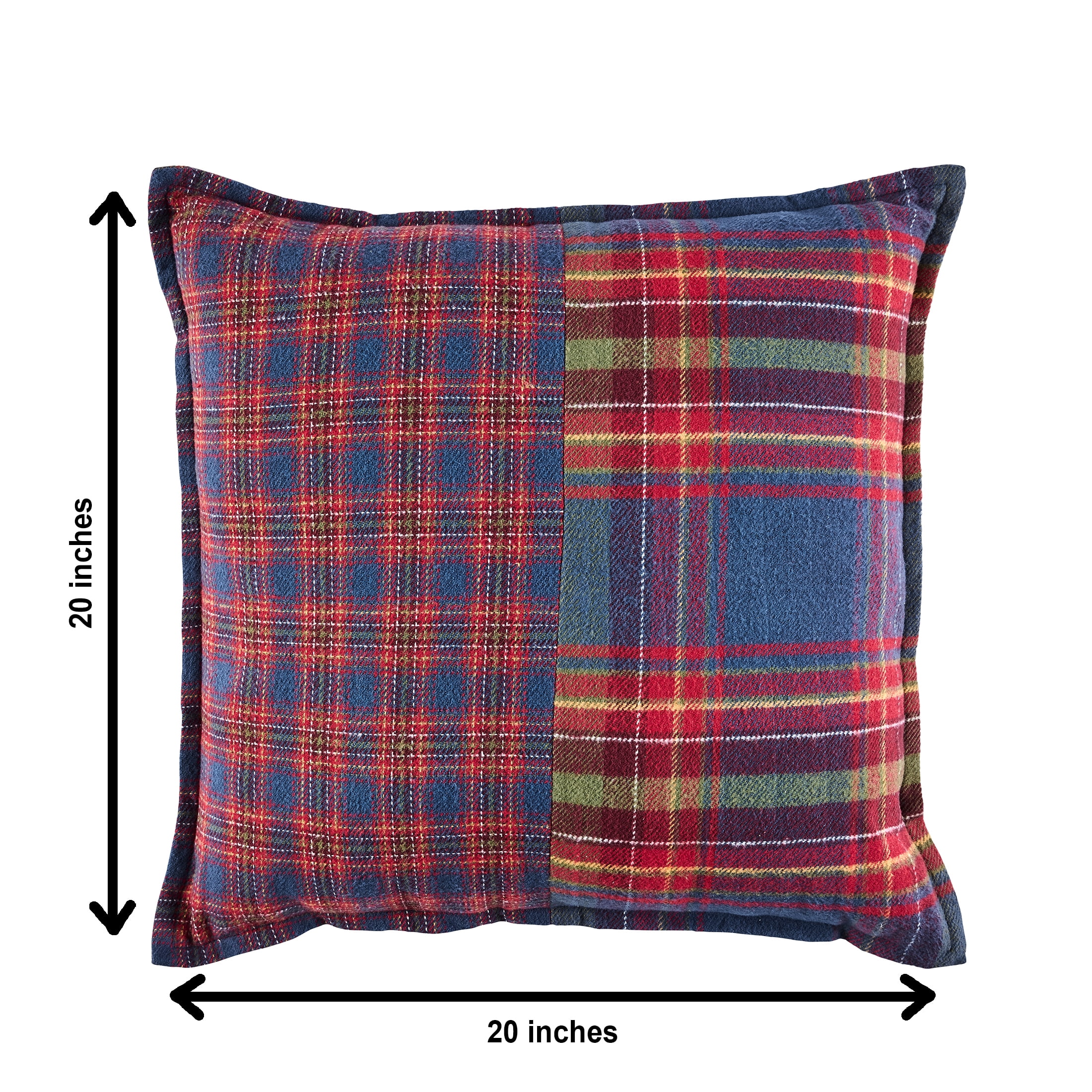 Better Homes & Gardens 20x20 Corin Pieced Plaid Throw Pillow, Blue