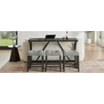 thumbnail image 2 of Lisonu 4-Piece Bar Table Set with Power Outlet, 59" Sofa Console Table with 3 Upholstered Stools, Modern Black Wood Dining Set with USB Ports for Living Room & Kitchen, 2 of 19