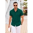 thumbnail image 4 of COOFANDY Men's Cuban Guayabera Short Sleeve Button Down Shirt - Casual Summer Beach Linen Shirts, 4 of 10