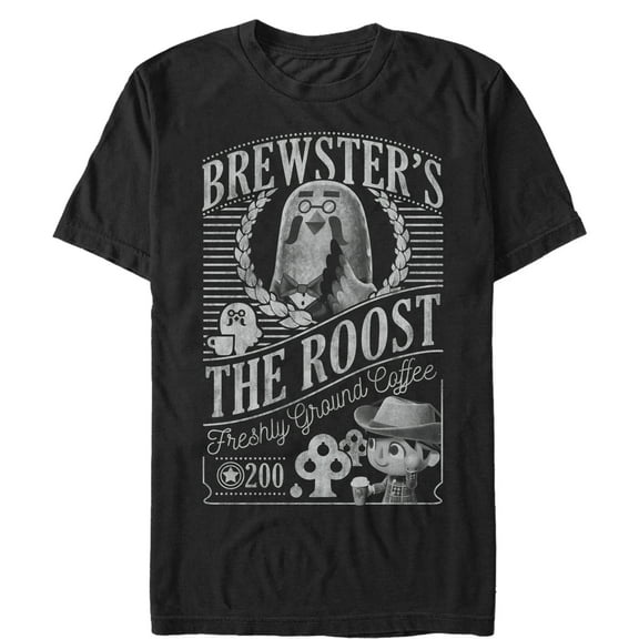 Men's Nintendo Animal Crossing Brewster's The Roost Graphic Tee Black 4X Large