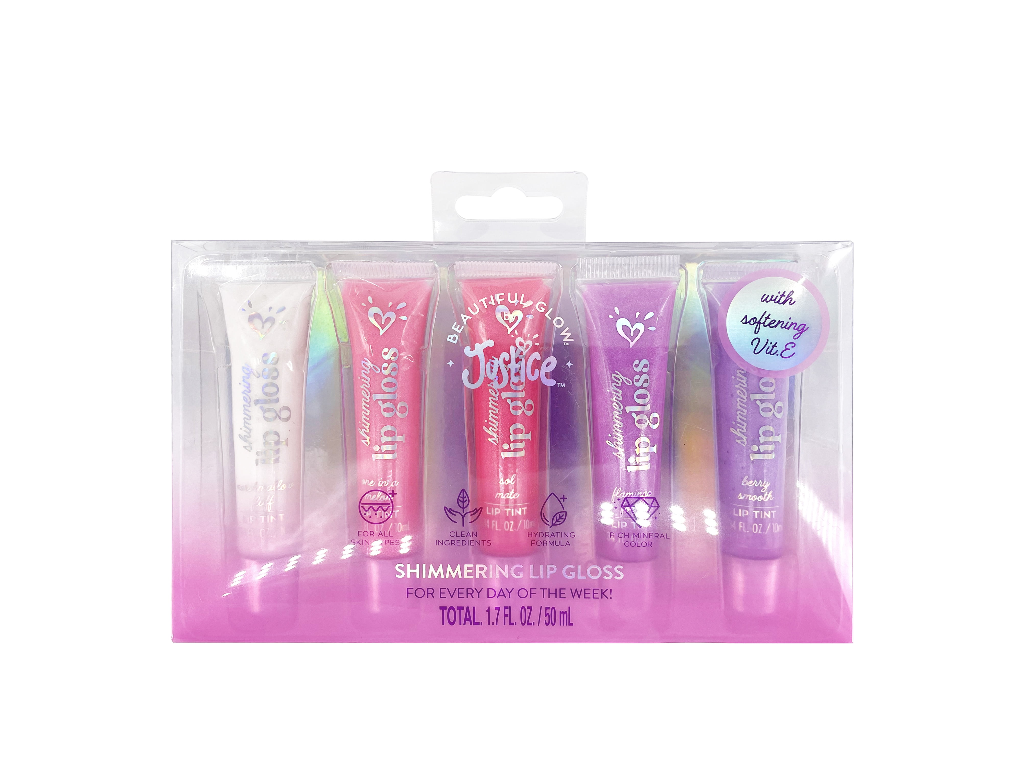 Justice Lip Gloss, 5PK, Assorted Flavors