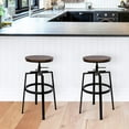 thumbnail image 4 of Bar Stools Set of 2, Industrial Swivel Counter Stool with Metal Frame Wood Seat Height Adjustable Vintage Retro Bar Chairs with Footrest for Kitchen, Pub, Salon - Brown, 4 of 7