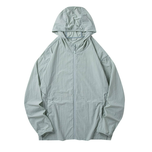 Plebaso Mens Womens Sun Protection Hooded Jacket Lightweight Outdoor Hiking Hoodie with Zipper Pockets