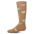 thumbnail image 4 of MeMoi Ribbed Cotton Blend "Multi Graffiti Hearts" Knee Sock - Girls - Female, 4, Taupe, 4 of 11