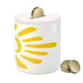 thumbnail image 3 of Sun Piggy Bank, Doodle Style Sun Circle and Rays Burst Beams Nature Hot Summertime, Ceramic Coin Bank Money Box for Cash Saving, 3.6" X 3.2", Yellow White, by Ambesonne, 3 of 4