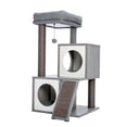 thumbnail image 6 of Topcobe Modern Wood Cat Tree with Double Condos & Sisal Scratching Post, Kitty Activity Center with Spacious Perch, Indoor Cat Tower with Replaceable Dangling Balls, Grey, 6 of 9