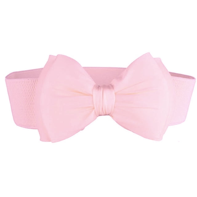 Minnieouse Cinturón de pajarita portátil para mujer, cinturón elástico a la moda para fiestas y banquetes, banda de cintura ajustable de cuero PU de Cinturones Rosado Minnieouse PS9259-09