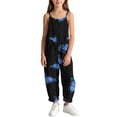 thumbnail image 5 of Hduncf Girls Sleeveless Jumpsuits Casual Spaghetti Strap Romper with Side Pockets Teen Girls Wide Leg Jumpsuit Summer Outfits Blue 15-16 Years, 5 of 9