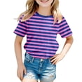thumbnail image 3 of KKBOTIVE Striped Short Sleeve T Shirt for Boys, School Uniform Casual Round Neck Shirt Kids Back to School Tops Z01 Pink 9-10Y, 3 of 5
