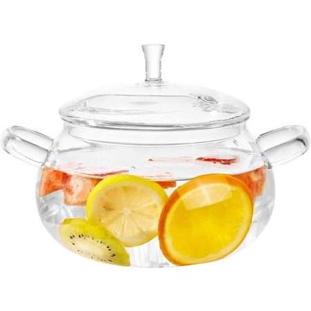 Glass Cooking Pot,83oz/2500ml Clear Glass Pots for Cooking on Stove with Lid, Large Saucepan Cookware Set for Pasta Noodle, Soup, Milk, Baby Food