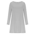 thumbnail image 4 of Elainilye Fashion Vacation Dresses for Women Casual Long Sleeve Solid Round Neck Ladies Loose Mini Dress,Gray, 4 of 6