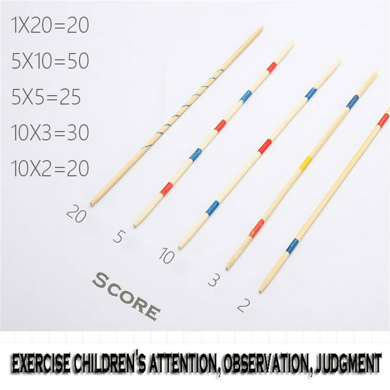 VALSEEL Baby Educational Wooden Traditional Mikado Spiel Pick Up Sticks  With Box Game 