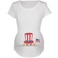 thumbnail image 1 of 4th of July - Peeking Baby White Maternity Soft T-Shirt, 1 of 1