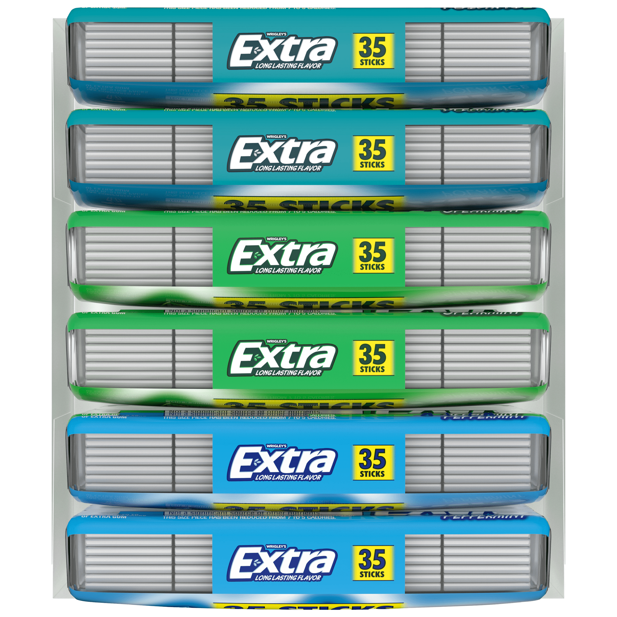 EXTRA Gum Variety Sugarfree Chewing Gum Polar Ice Peppermint Spearmint 35-Stick Packs 6 Pack