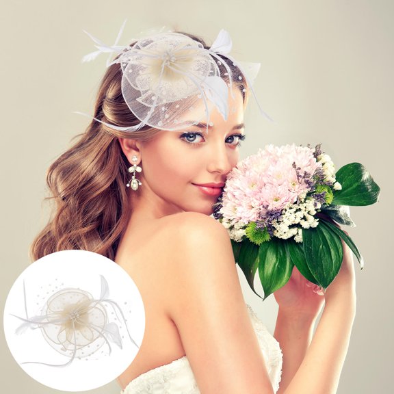 KONTONTY 1-Pack Beige Mesh Tea Party Hat for Women, Stylish and Comfortable Headwear for Special Occasions