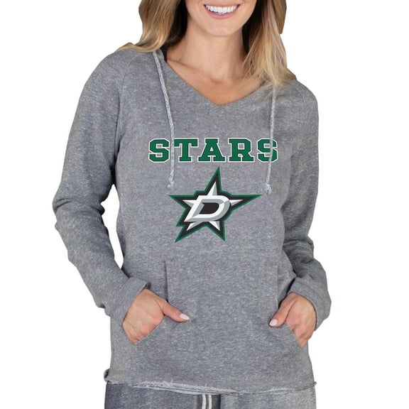 Women's Concepts Sport Gray Dallas Stars Mainstream Terry Tri-Blend Long Sleeve Hooded Top
