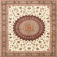 thumbnail image 1 of Ahgly Company Indoor Square Traditional Khaki Gold Medallion Area Rugs, 5' Square, 1 of 6