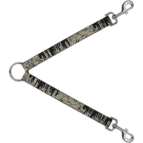 Dog Leash Splitter Doodle1 Paint Drips Cream Black 1 Foot Long 1 Inch Wide