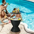 thumbnail image 1 of Costway 8 Gallon 3 in 1 Patio Rattan Cooler Bar Table Adjust Ice Bucket Black, 1 of 10