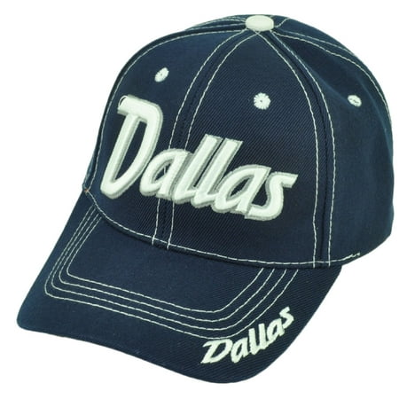 Dallas Texas Italic Font Navy Blue Adjustable Curved Bill Baseball Hat Cap (Best Way To Store Baseball Hats)