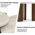 thumbnail image 6 of HOMPUS 31.5" Farmhouse Round Coffee Table, Wooden Coffee Table with Faux Marble Tabletop, Modern Living Room Circle Center Table, End Table for Living Room, Apartment, Easy Assembly (White + Brown), 6 of 16