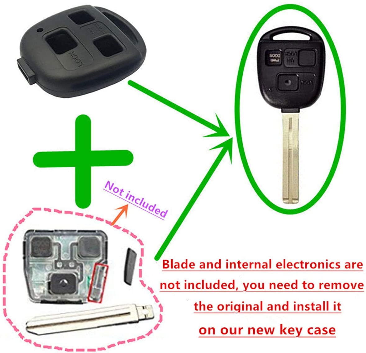 Key Fob Shell Case Replacement For Lexus Keyless Entry Remote Key Case Fit For Lexus GS300 GS400 GS430 GX470 IS300 LS400 LS430 LX470 RX300 RX330 RX350 RX400h RX450h SC430 