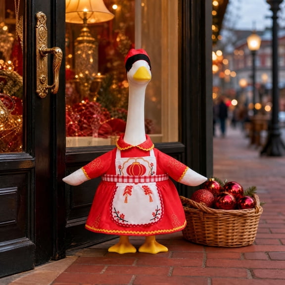 AZXY Porch Goose Outfit, Goose Clothes for Cement Plastic Goose, 23 Inch Goose Clothing, Goose Cloth Holiday & Garden Costume Set, Duck Clothes for Outdoor Yard Lawn Patio Garden Statue Decor