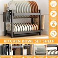 thumbnail image 3 of Tier Kitchen Dish Drainer, Black Dish Drainer, Stainless Steel Dish Drainer, Dish Drainer with Utensil Holder and Drip Tray, 3 of 5